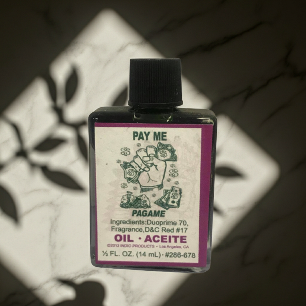 Pay Me Wish Oil bottle of spiritual oil for luck, money attraction, and ceremonial use.