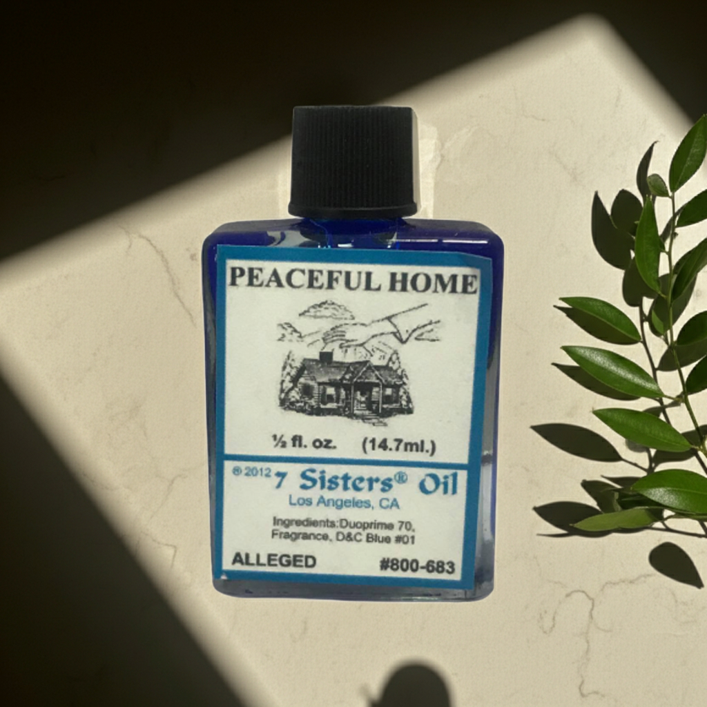 Peaceful Home Wish Oil bottle of anointing oil for prayer, spiritual cleansing, and peaceful home rituals.
