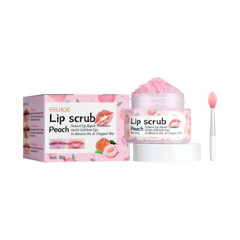 Peach Body Whitening Scrub skin benefits display including hydration brightening and smoothing effects.