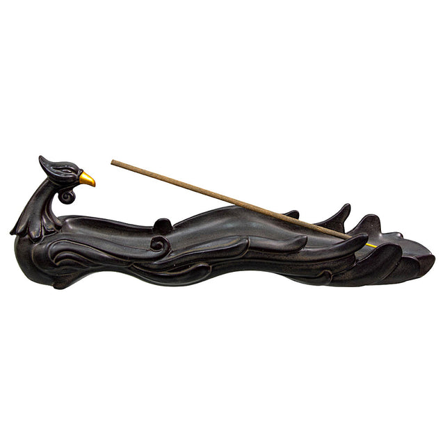 Peacock ceramic incense burner for stick incense burning, altar decor, and meditation spaces.
