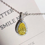 Pear-cut Yellow Zirconia jewelry pendant for formal wear, fashion styling, and gift occasions.