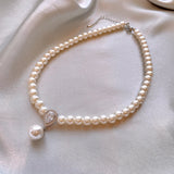 Pearl & Zircon water-drop pendant necklace for elegant daily wear, formal styling, and special occasion outfits.