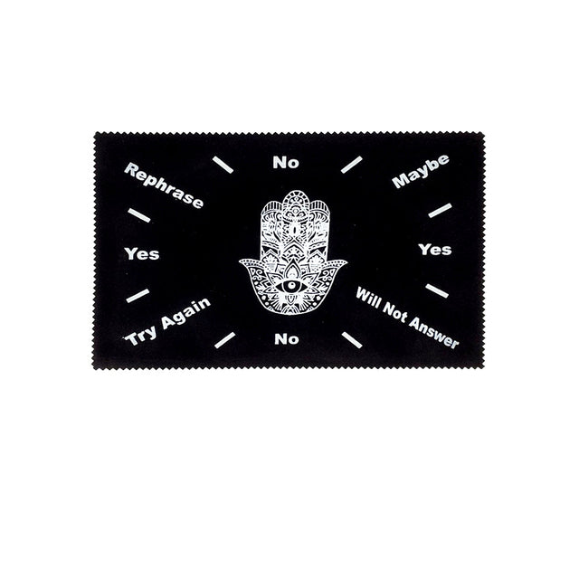 Pendulum mat with Hand of Compassion design for dowsing, divination practice, and pendulum readings.