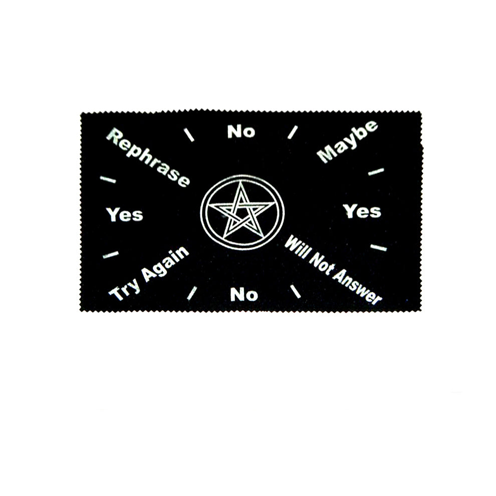 Pendulum mat with pentacle design for dowsing, divination practice, and pendulum readings.