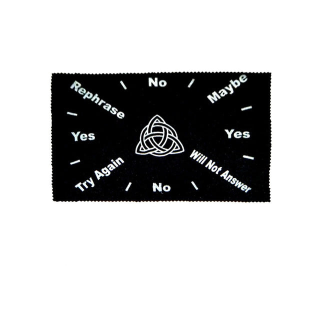 Pendulum mat with triquetra design for dowsing, divination practice, and pendulum readings.