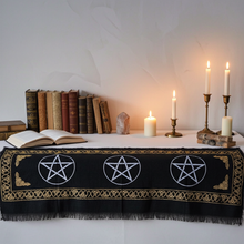 Pentacle altar cloth 21 x 72 inch fabric altar covering for ritual setup, spiritual practice, and sacred space decoration.
