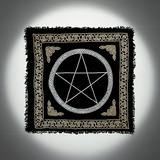 Pentacle Gold and Silver altar cloth for ritual use, tarot readings, and pagan altar decoration.