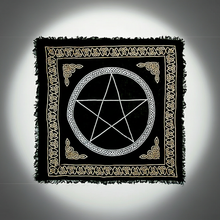 Pentacle Gold and Silver altar cloth for ritual use, tarot readings, and pagan altar decoration.