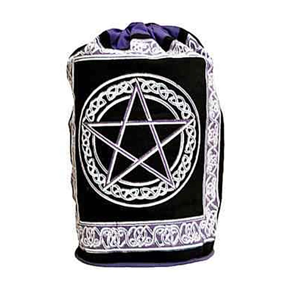 Pentacle backpack canvas bag for everyday carry, school, and pagan-themed accessories.