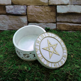 Pentacle box for jewelry and keepsakes for daily storage, gifting, and spiritual decor use.