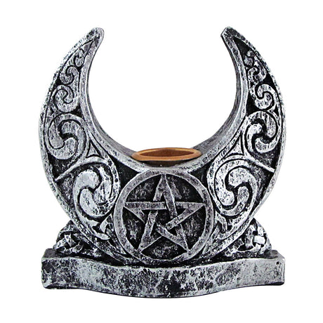 Pentacle Moon candle holder altar decor for holding ritual candles, spiritual practice, and moon-themed sacred space use.