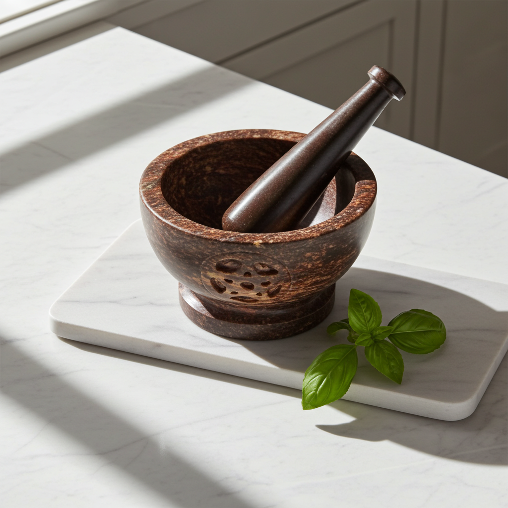 Pentacle mortar and pestle 4 inch bowl and grinder for crushing herbs, incense, and ritual ingredients.