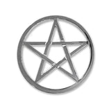 Pentacle silver tone altar tile for candle placement, ritual tool display, and altar decor.