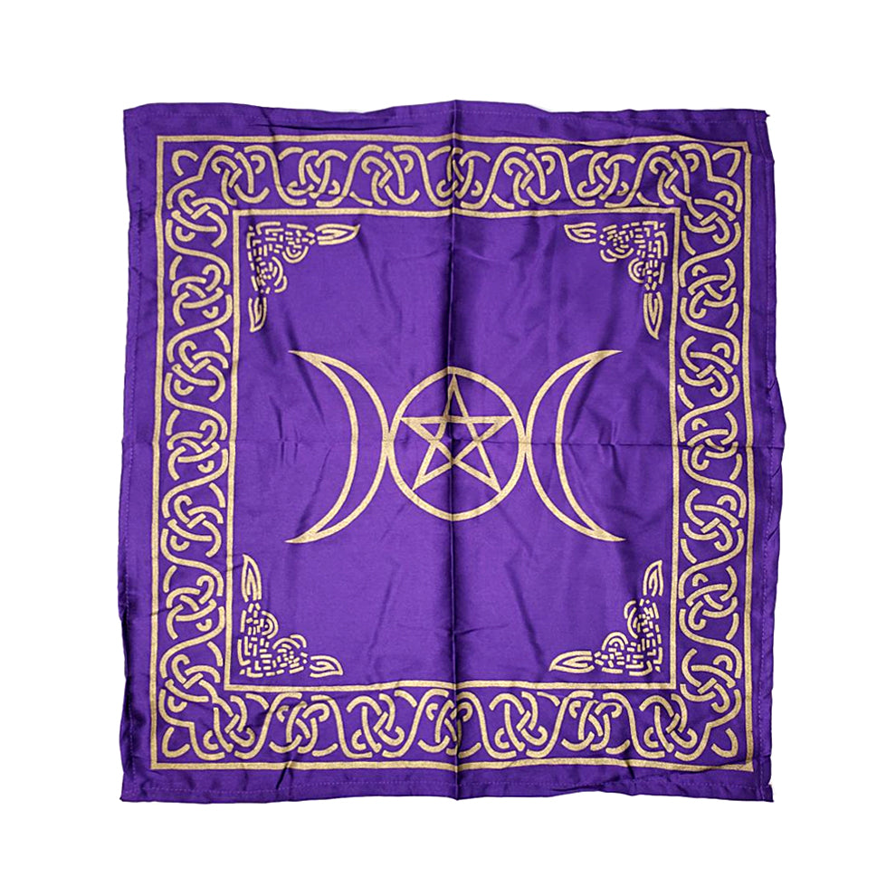 Pentacle Triple Moon altar cloth 21 x 21 inch square cloth for altar decor, ritual setup, and spiritual practice.