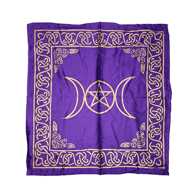 Pentacle Triple Moon altar cloth 21 x 21 inch square cloth for altar decor, ritual setup, and spiritual practice.