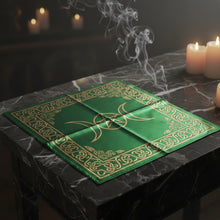 Pentacle Triple Moon ritual altar cloth for ceremonial altar setup, spellcasting, and devotional use.