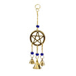 Pentacle windchime with beads for hanging outdoor decor, porch styling, and altar space ambiance.