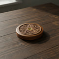 Pentacle wooden incense burner 5 inches for stick incense burning, altar decor, and meditation spaces.
