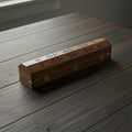 Pentacle wooden coffin-shaped incense box burner for storing incense sticks and ash catching.