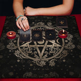 Pentagram altar cloth table cover for tarot reading, divination practice, and sacred space preparation.