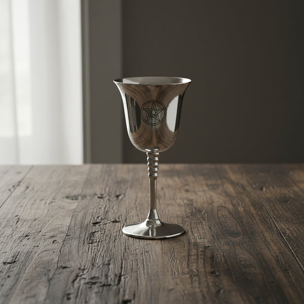 Pentagram chalice 6 inches for ritual drinking vessel, altar decor, and ceremonial use.