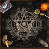 Pentagram Tarot Tablecloth altar cloth for divination layouts, crystal displays, and ritual table use.