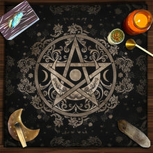 Pentagram Tarot Tablecloth altar cloth for divination layouts, crystal displays, and ritual table use.