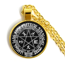 Alucard Pentagram necklace with glass pendant for alternative fashion, occult-inspired styling, and daily accessory use.