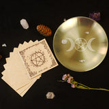 Pentagram spiritual ritual tray for displaying candles, herbs, and ritual accessories during meditation and ceremony.