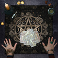 Pentagram Tarot Tablecloth altar cloth for tarot readings, altar setups, and spiritual ritual use.