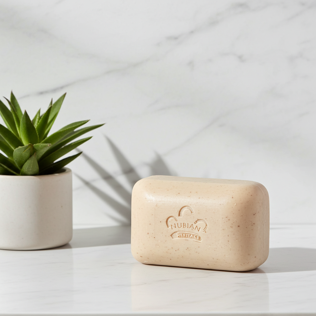Nubian Peppermint & Aloe Bar Soap moisturizing soap bar for bathing, skin cleansing, and personal care use.