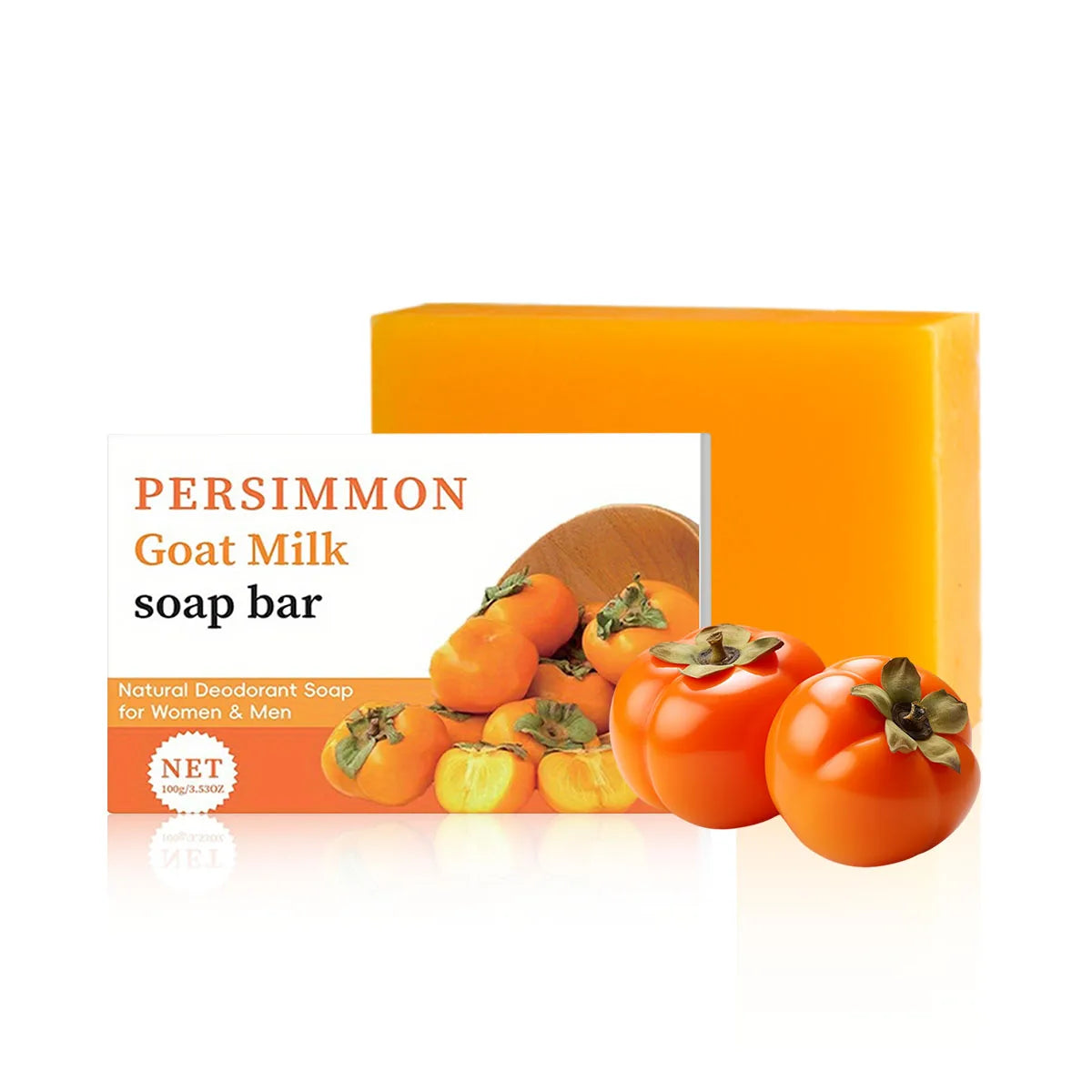 ONNYJOY Persimmon Deodorizing Soap Bar with packaging for daily face and body odor control.