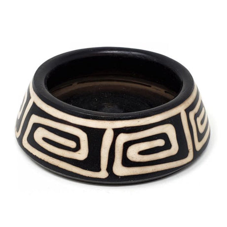 Peruvian ceramic burner front view for resin and charcoal incense burning, altar decor.
