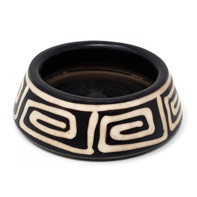 Peruvian ceramic burner front view for resin and charcoal incense burning, altar decor.