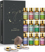 PHATOIL 12-piece pure essential oils set with bottled aromatherapy oils for diffusing, relaxation, and home fragrance use.