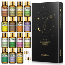 PHATOIL essential oils gift set bottles for massage blends, diffuser use, and soothing aromatherapy practice.