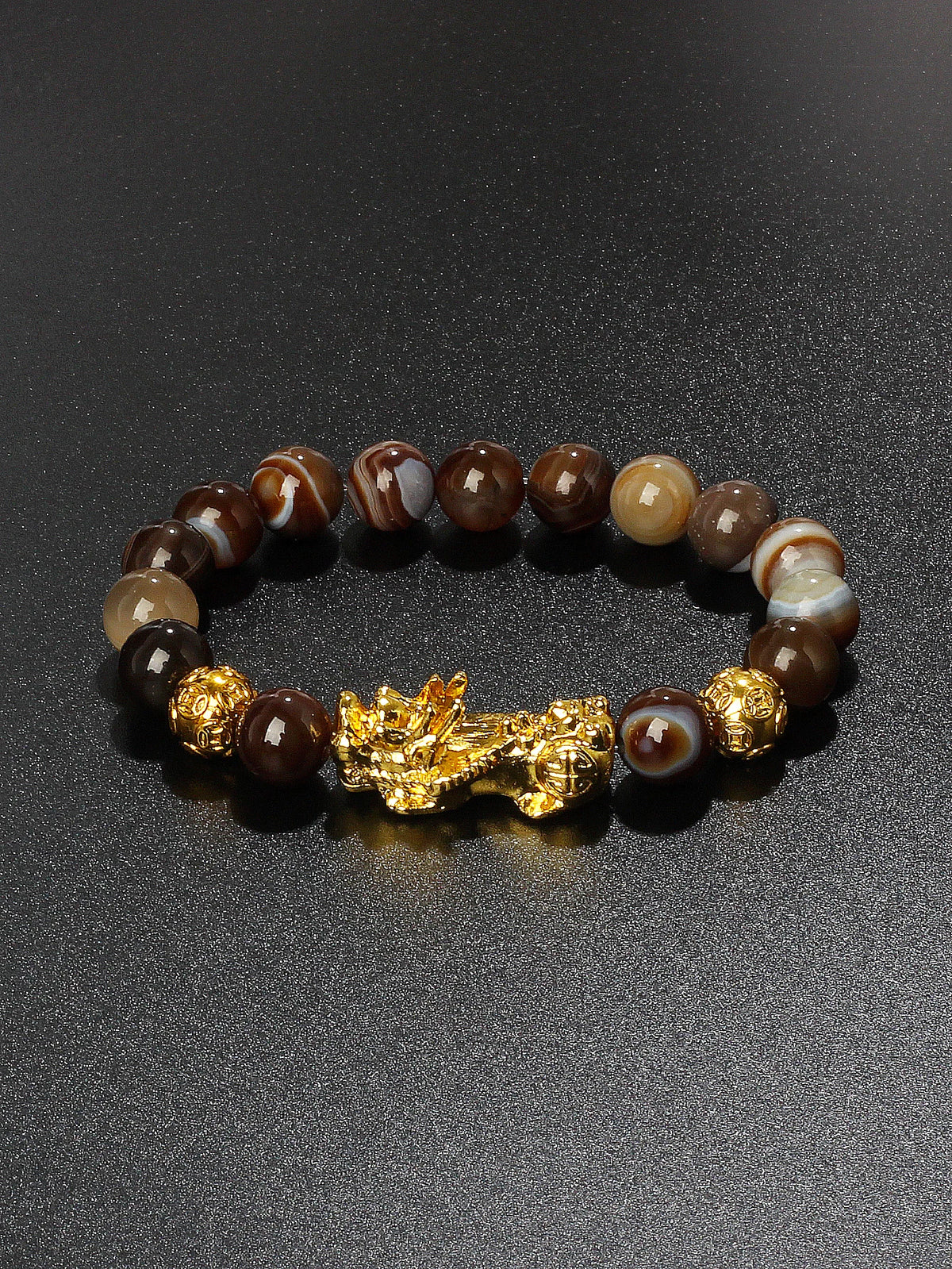 Pi Xiu wealth bracelet with Obsidian beads for prosperity intention, shielding, and routine use.