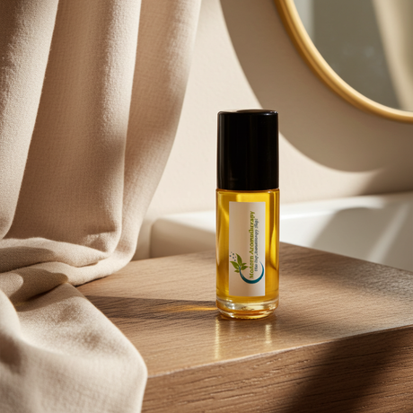 Pine Body Oil body oil bottle for dry skin care and everyday moisturizing use.