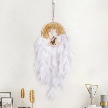 Pink bohemian Tree of Life dream catcher wall hanging for meditation room decor, bedroom styling, and decorative home use.