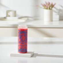Pink Hummingbird 7 day prayer candle in glass container for altar work, petitions, and spiritual practice.
