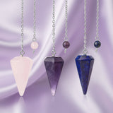 Pink Quartz Crystal Pendulum for dowsing, divination, and energy work.
