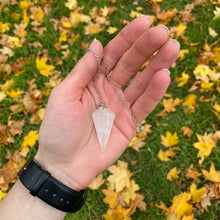 Pink Quartz Crystal Pendulum for dowsing, divination, and energy work.