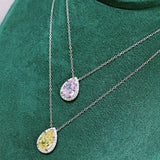 Pink & Yellow Zircon teardrop pendant necklace for formal outfits, party wear, and refined jewelry styling.