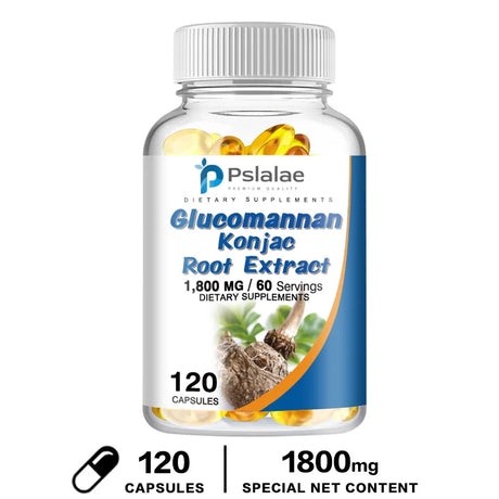 Plant-based glucomannan fiber capsules bottle for natural digestive support, fullness, and daily weight support.