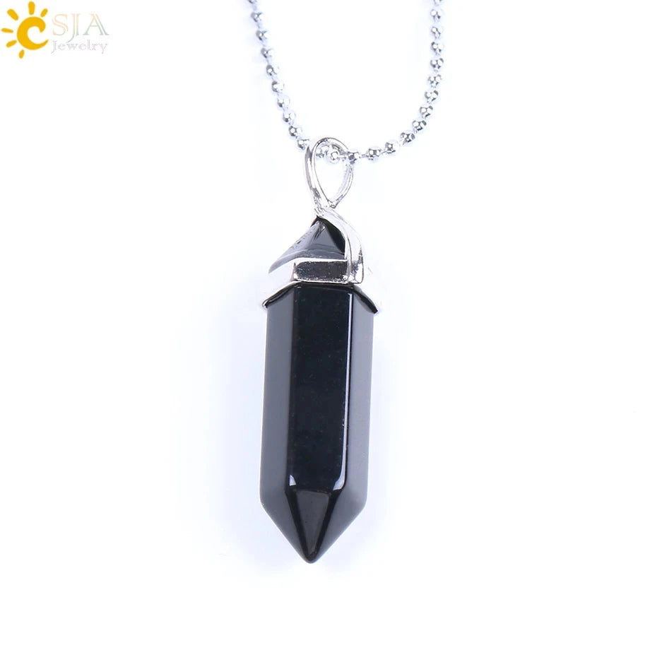 Pointed crystal bullet necklace pendant for layered jewelry looks, spiritual wear, and everyday use.