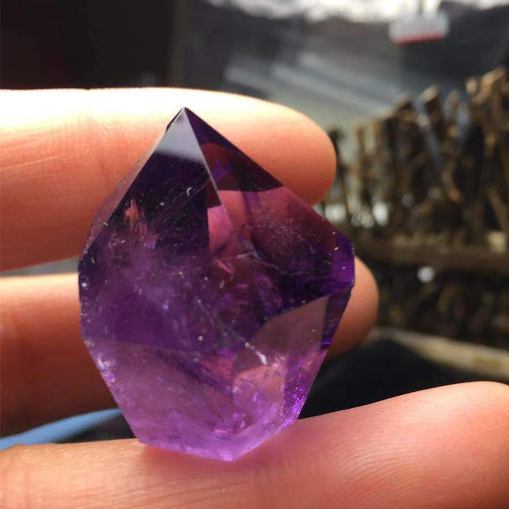 Amethyst Crystal Hexagonal Healing Wand crystal healing wand for meditation, spiritual practice, and altar display.