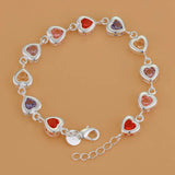 Polished 925 Sterling Silver Heart Chain Bracelet link bracelet for elegant accessorizing, casual wear, and jewelry layering.