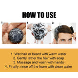 Polygonum Multiflorum Shampoo Bar how to use instructions with visual steps for hair and scalp application.
