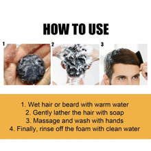 Polygonum Multiflorum Shampoo Bar how to use instructions with visual steps for hair and scalp application.