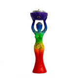 Polyresin tealight holder Chakra Goddess front view for candle display, altar decor, and meditation spaces.